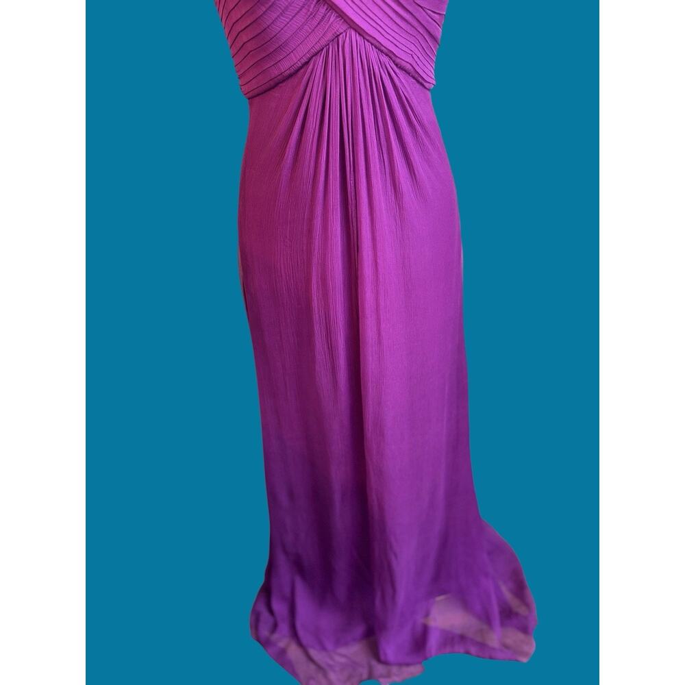 Tadashi Shoji Silk Purple Strapless Gown Sz 8 Ruched Formal Evening Maxi Dress - Picture 12 of 15